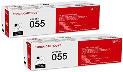 2 Pack 055 3016C001 Black Toner Cartridge Compatible CRG-055 Replacement for Canon i-SENSYS LBP660 MF740 Series ImageClass LBP660C LBP664Cdw LBP664Cx MF740C MF741Cdw MF743Cdw MF746Cdw Series Printer