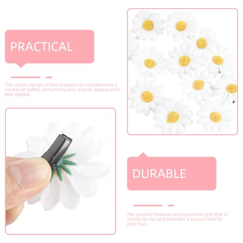 12 piezas pinzas para cabello margarita blancas miniatura 3