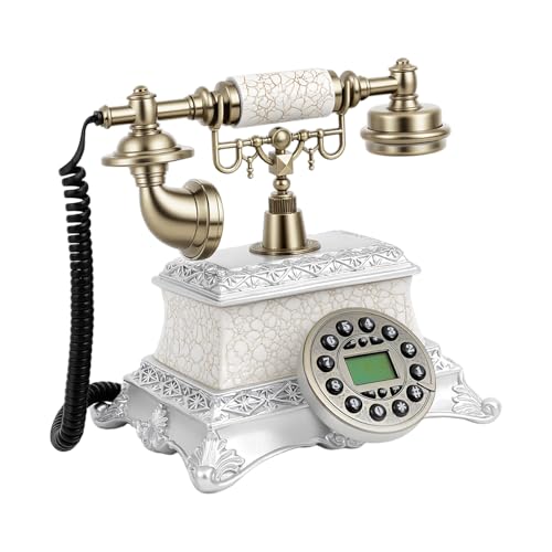 Vintage Deko Retro Teléfono Antiguo Nostálgico Teléfono Fijo Resina Metal Manos Libres Llamadas Identificador de Llamadas Remarcada Calendario de Mesa Indicador de Fecha Reloj Semana