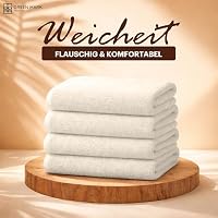 NatureMark 4er Duschtuch-Set – weiche und saugfähige Duschtücher aus 100% Baumwolle, geeignet für den täglichen Gebrauch – Natur/Creme, 70x140 cm – Ansicht 3