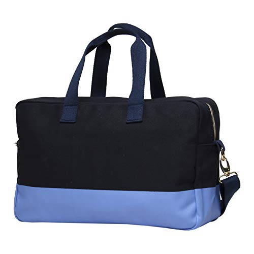 Tag&Crew Travel Duffle Multi Pocket Carry On Large Overnight Canvas Bag For Men Women With Water Proof Bottom Detachable Shoulder Strap - Blue On Navy #TOP1