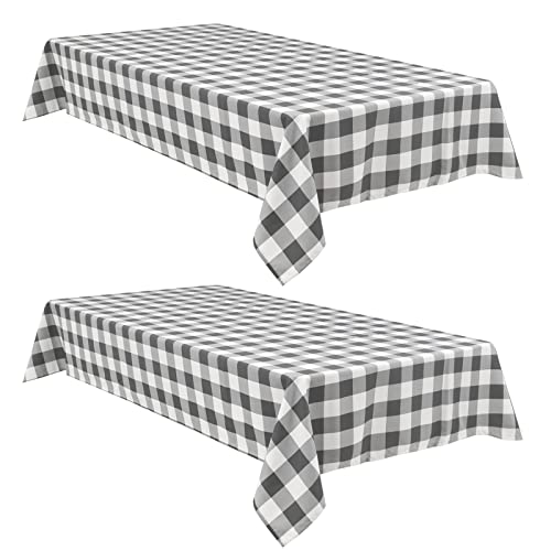 Hiasan Buffalo Plaid Tablecloth, 2 Pack, 60 x 102 inch, Grey and White