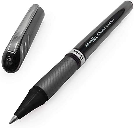 Pentel Energel BL27 Liquid Gel Ink Rollerball Pen - 0.7mm Metal Tip - Black Ink - Pack of 3