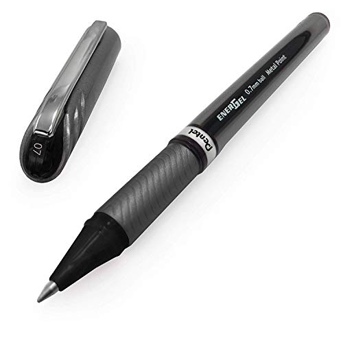 Pentel Energel BL27 Liquid Gel Ink Rollerball Pen - 0.7mm Metal Tip - Black Ink - Pack of 5