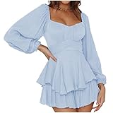 Sommerkleid, Sommerkleid Damen Swing Kleid Sommer Off Shoulder Slash Neck Skaterkleid Einfarbiges A-Linien-Kleid Trägerloses, Kurzärmliges, Knielanges Patchwork-Kleid Strandkleid Party Kleid