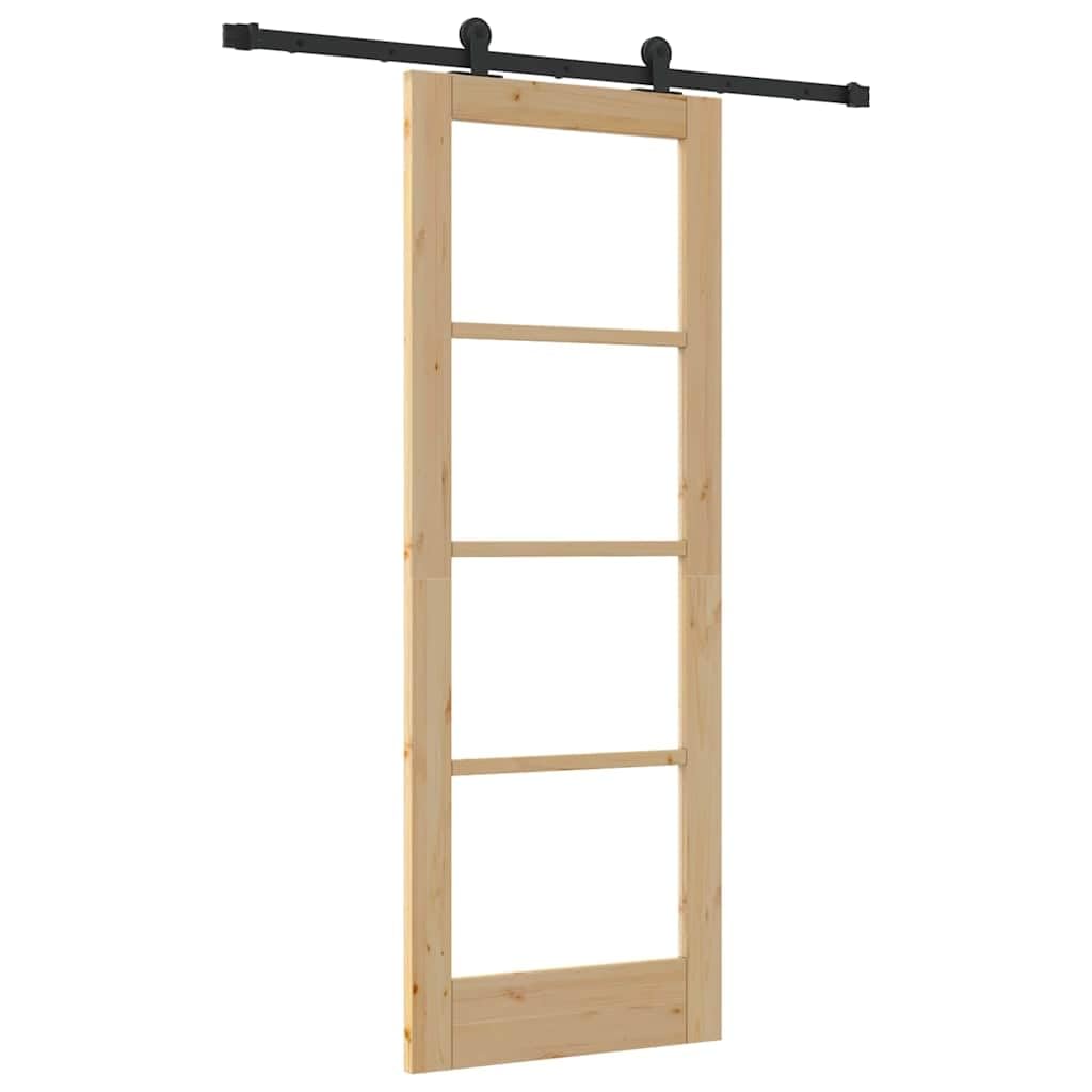 Puerta Corredera con Herrajes Puerta Corredera de Interior Puerta corredera Madera y Metal para Baño Salón Sala de Estar Cocina-Natural-73.5 x 198.5 cm/152.5 cm