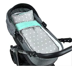 Babylux Babydecke Minky Set Minze Sterne Grau