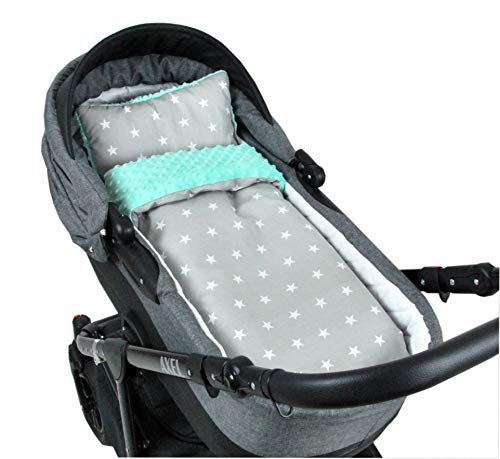 Babylux Babydecke Minky Set Minze Sterne Grau