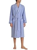 Latuza Men's Woven Cotton Robe Long Sleeves Bathrobe L Blue Stripe