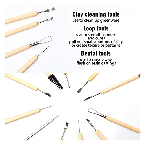 Multifunctioneel Keramische klei gereedschap set polymeer klei gereedschap aardewerk gereedschap set houten aardewerk sculpting klei reiniging tool set tool sculptuur voor kleiaardewerk, doe-het-zelf - Image 5