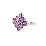 Natural Amethyst Cluster Solid 925 Sterling Silver Floral Cocktail Ring for Women Engagement Wedding Ring_11