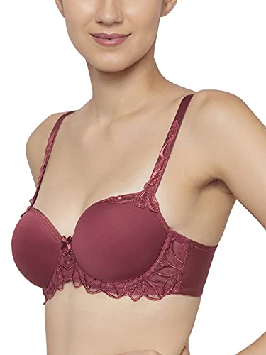 Image of Triumph Modern Finesse Bra for Women Wired Padded Spacer Cup Bra Seamless Breathable T-Shirt Bra Elegant Embroidery Full Coverage| Innovative Big Cup Support Bohemian Rose 34E Pack of 1