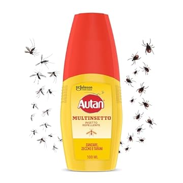 Autan Multinsetto Spray Antizanzare Comuni e Tigre, Zecche e Tafani, Insetto Repellente, 1 Confezione da 100 ml