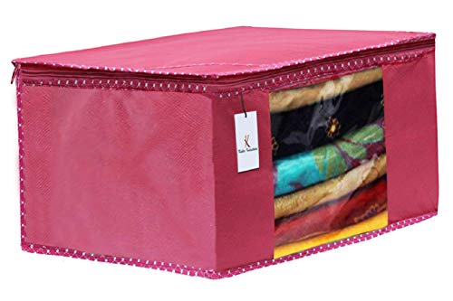 Image of Kuber Industries 6 Piece Non Woven Fabric Saree Cover Set with Transparent Window, Extra Large, Maroon,Pink,Red-CTKTC031957