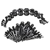Baoblaze Kit de Estiramiento de Calibres de Oreja de 32 Piezas de Tapón Acrílico 14G-0G, Negro