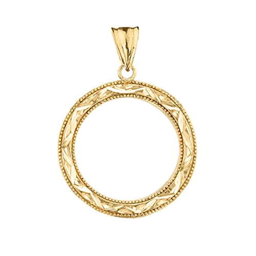 Exquisite 14k Yellow Gold Sparkle-Cut Circle of Life Charm Pendant