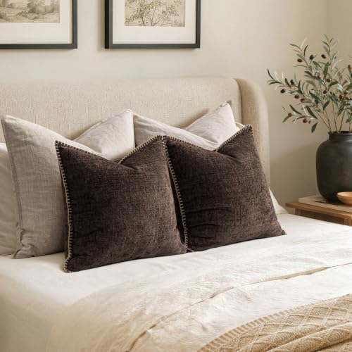 MIULEE Decorative Couch Throw Pillow Covers 18x18 Inch Dark Brown 2 Pack — view 6