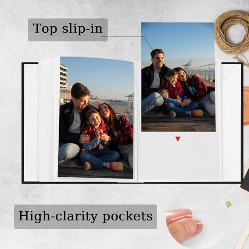 Cherrich Small Photo Album 4x6 100 Pockets Leather Cover Picture Book Holds 4x6 Photos for Wedding, Baby, Family, Graduation - Thumbnail 3