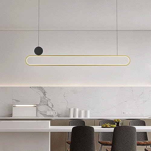 Lampe suspendue rectangulaire LED or dimmable pour table à manger et îlot - 3
