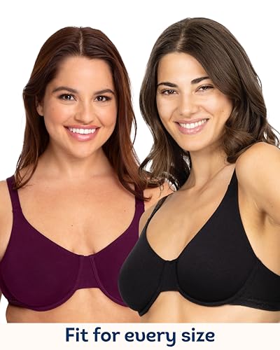 Image of Fruit of the Loom Women's Unlined Underwire Bra - Cotton & Spandex Blend for Natural Shape and Flexibility