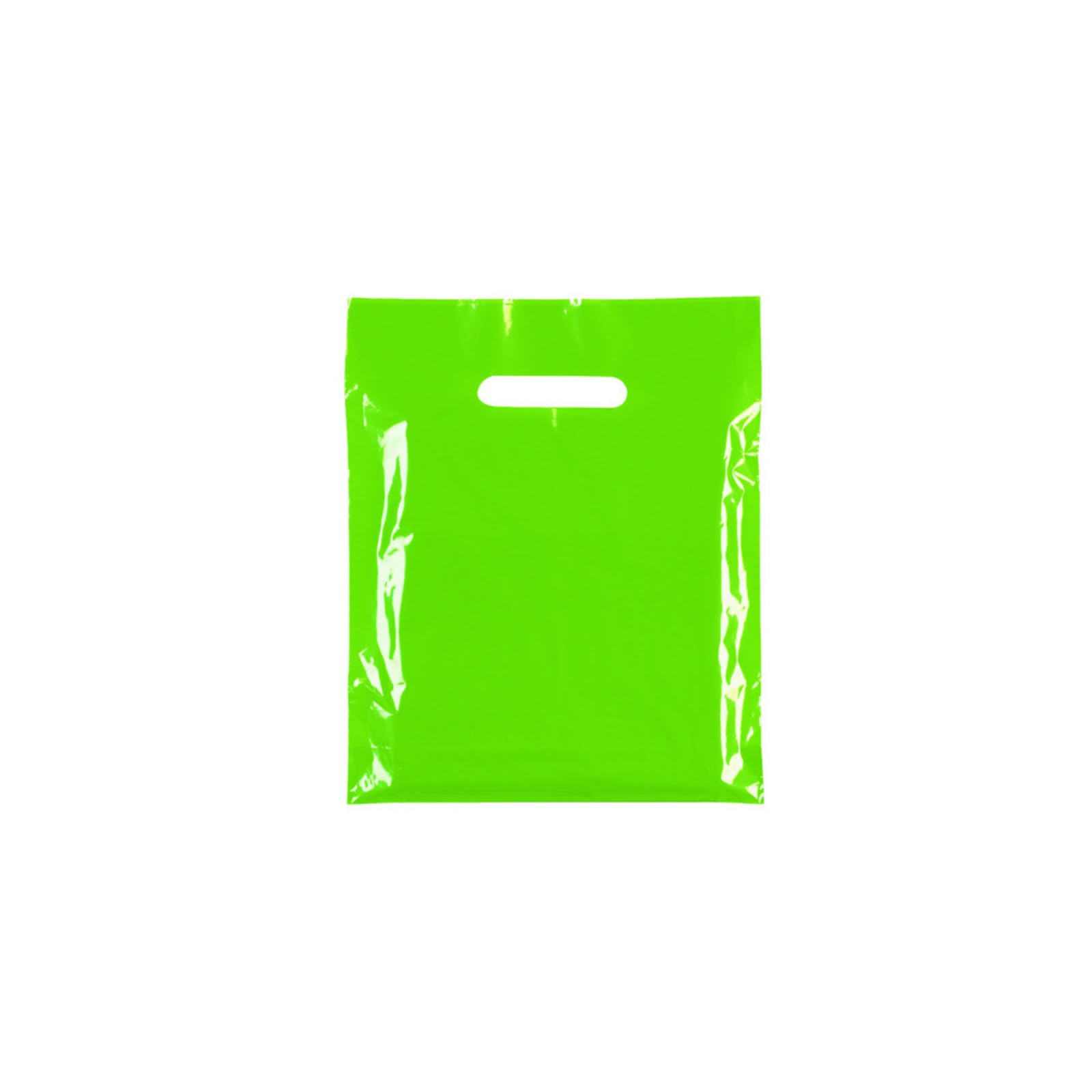 Lince Display Limited 100X Plastic Plain Lime Green Carrier Bag 10"x12"(Small) - Modern Printed Strong Gift Shopping Bags