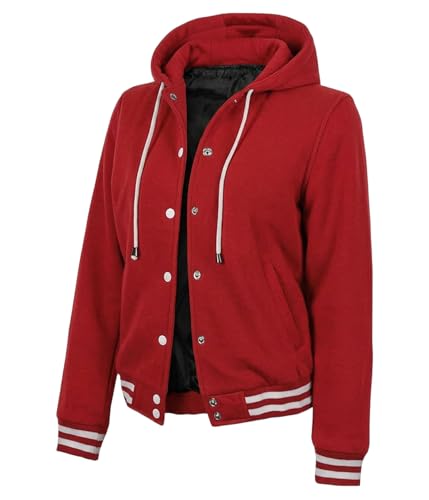 Decrum Red Trendy High School Letterman Jacket Women [45769023] | M