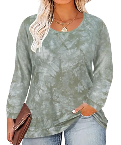 Image of CARCOS Plus Size Tops for Women Long Sleeve Raglan V Neck T Shirts Tunic Fall Blouse Xl-5Xl 14W -28W