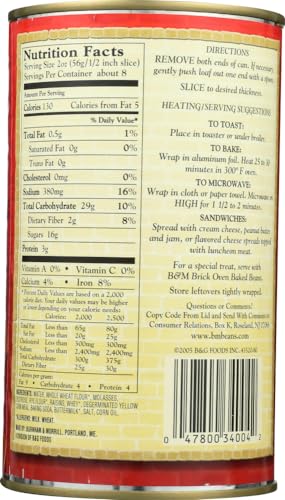 B&M Original Brown Bread in Can: Raisin (16 oz Cans) (4 pack)