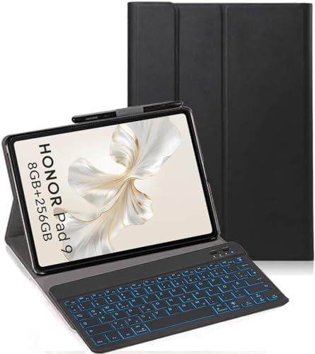 Custodia Protezione 360 Custodia Con Tastiera Bluetooth Per Honor Pad X8A 11 (2024) - Tastiera Retroilluminata 7 Colori, Custodia Sottile 360°, Layout Italiano QWERTY, Nero Cover Per Tablet Honor 2024
