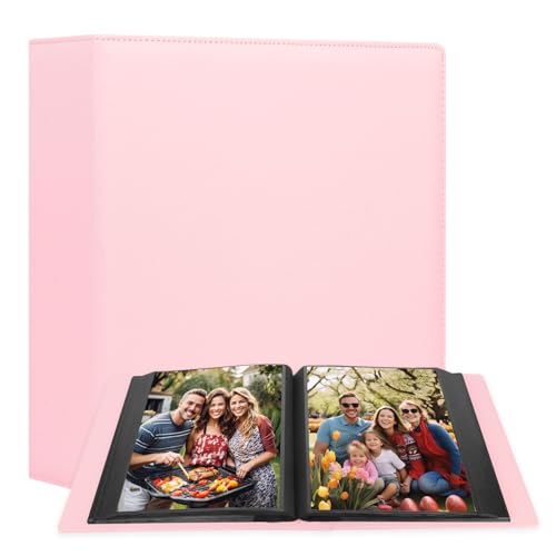 Aevdor 8x10 Photo Album, 168 Photos, Leather Cover, Pink