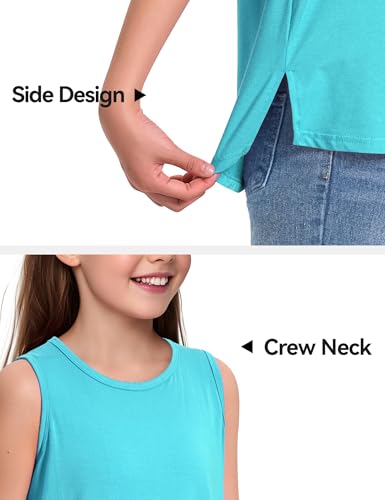 Image of KEREDA Girls Tank Tops Flowy Loose Fit Sleeveless Shirts Summer Tunic Tops