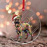 malinois belga con corna ornamento natalizio cucciolo con luci led ornamenti da appendere ricordo decorazione albero di natale divertente trasparente rotondo acrilico ornamento ciondolo per vicini