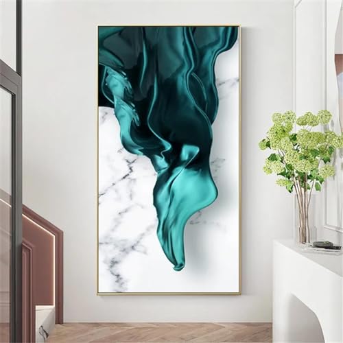 Impressions art mural 40x80 cm de style abstrait chinois or jaune et vert - 4