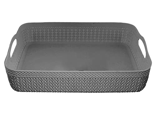 Image of Heart Home Q-3 Multiuses Designer Unbreakable Plastic Storage Basket /Organizer /Bin For Home, Kitchen, Bathroom, Office Use Pack of 4 (Grey)-50HH01463