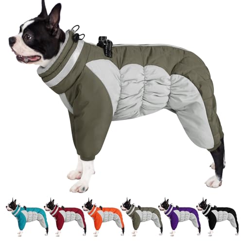 AOFITEE Full Body Dog Jacket with Harness Dog Winter Coat for Medium Dogs