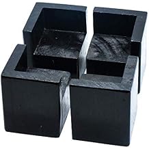 Mysummer Pack of 4 Furniture Risers Square Black Bed Risers, Add 2" Height to Sofa,Desks,Tables and Chairs Creat Underbed Storage Wood Furniture Legs