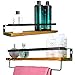 ONYXONE® Juego de 2 estantes de pared de madera de pino noble ideal para guardar y decorar I Estantería de cocina / baño resistente al calor y a la humedad, con toallero (marrón 1 y marco negro).