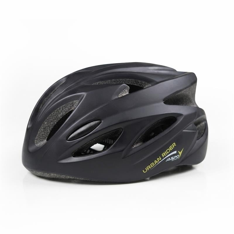 Image of Jaspo Urban Rider Plus Cycling Helmet with Adjustable Spin Dial (Upto 5cm) | Quick-Release Buckle for Effortless Wearing | Padded Chin Strap | Ideal for Men, Women & Kids (Black, Small (53-58cm))
