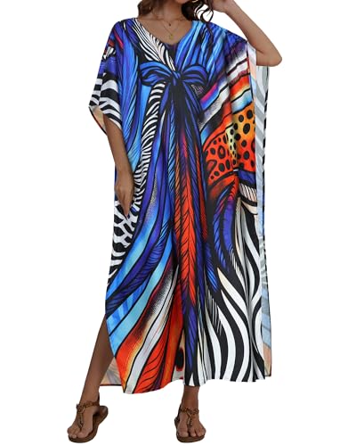 Image of Kaftan Dresses for Women V Neck Caftan Batwing Sleeve Swimsuit Cover Up