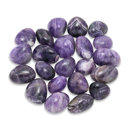 Nvzi Amethyst Crystal Stone, Polished Stones & Rocks, Natural Healing Crystals for Chakra Balancing, Meditation, Spiritual Decor, Tumbled Stones for Energy, Reiki, Gifts (0.5LB)