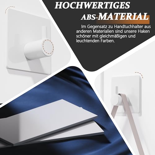 Aikzik Handtuchhalter ohne Bohren, 10er Set, Badezimmer Handtuchhalter aus ABS, hochwertige Klebehaken, langlebige Haken selbstklebend, ideal als funktionale Wandhaken, Weiß