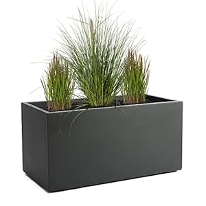 Pflanzwerk® Pflanzkübel TUB Anthrazit 30x60x30cm XXL – Rechteckig – Großer Fiberglas Blumenkübel für außen und innen - Frostbeständig - UV-Schutz - Markenqualität