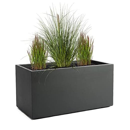 Pflanzwerk® Pflanzkübel TUB Anthrazit 30x60x30cm XXL – Rechteckig – Großer Fiberglas Blumenkübel für außen und innen - Frostbeständig - UV-Schutz - Markenqualität