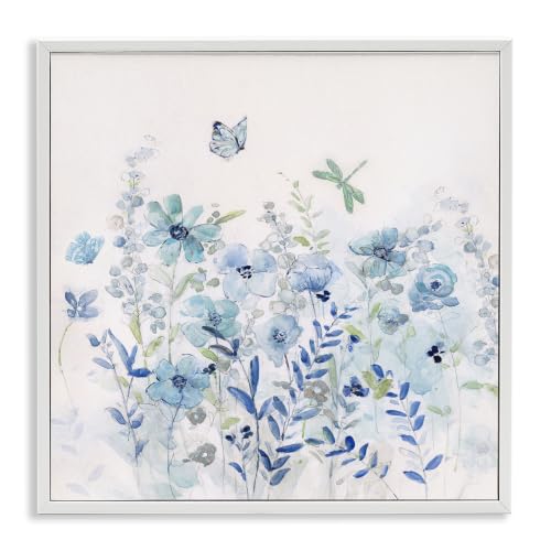 Butterfly Floral Garden Charm, 12 x 12 Inch Framed Giclée Print