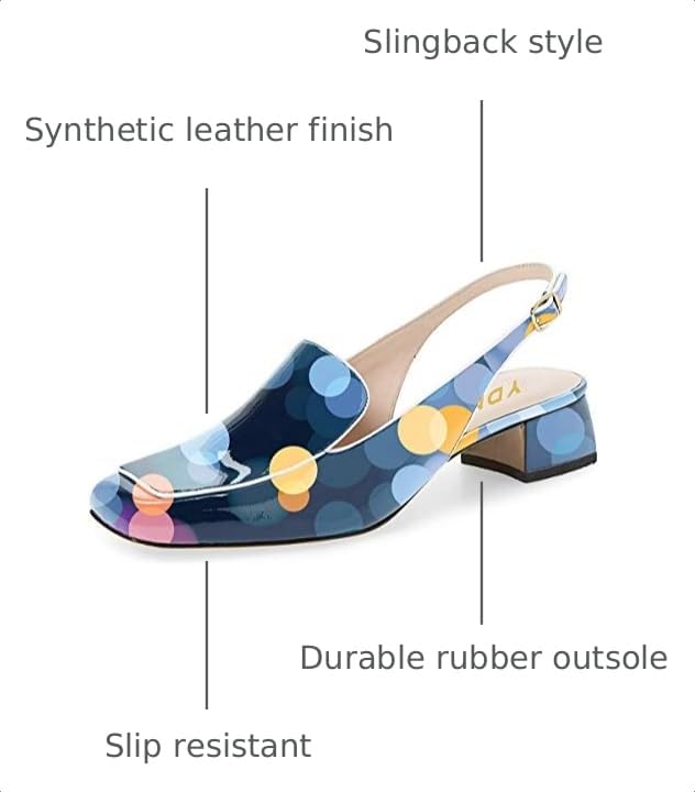 Image of YDN Women Closed Square Toe Block Low Heels Slingback Formal Loafer Dressy Shoes Office Lady Pump Size 4-15 US
