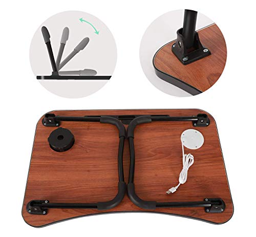 Laptop Stand Portable Laptop Desk for Bed,Sofa Table Floor Tray Multifunction Table,Accessories Notebook Reading Writing with Cup Slot for Eating Breakfast and Beverages (Give Away Table Lamp Fan)