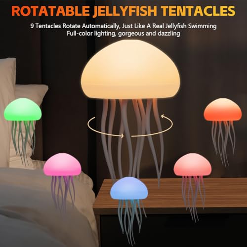 Adiwo Jellyfish Lamp Jellyfish Night Light Sound Sensor, LED Jellyfish Atmosphere Light Fullcolor Gradient - Image 4