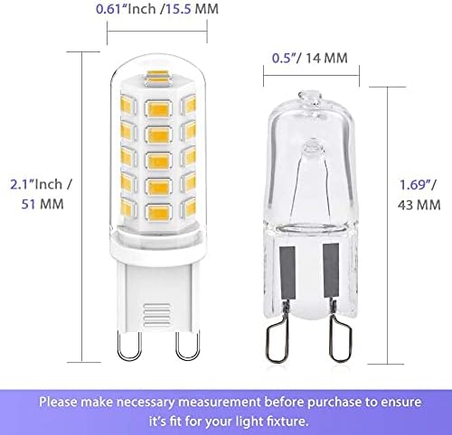 G9 LED Bulbs 3W Equivalent to 33W 40W 28W Halogen Bulbs, 3000K Warm White G9 LED Light Bulbs, 320LM, AC 220-240V, Non Flicker, Non Dimmable Energy Saving Capsule G9 Bulbs for Chanderliers, 10 Pack