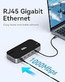 Stacja dokująca USB C 3 HDMI, 16 w 1, dwa monitory, stacja dokująca do laptopa, trzy wyświetlacze z USB A/C 3.1, USB 3.0/2.0, 100 W PD, Ethernet, audio i mikrofonem do Dell Lenovo MacBook