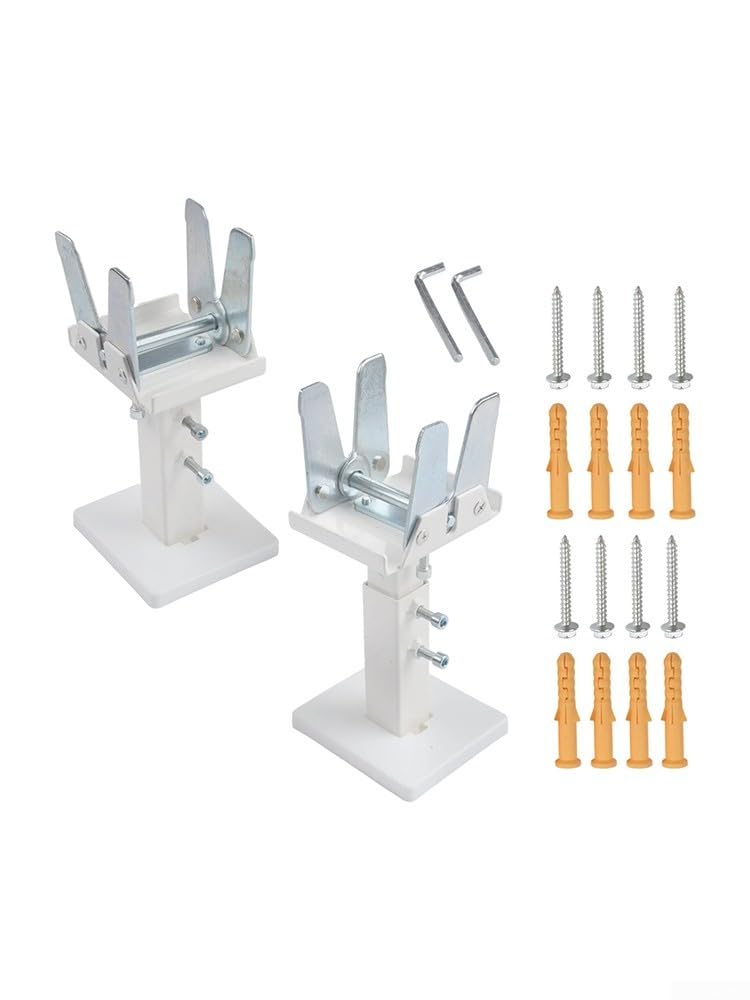 ZYNCUE Support de radiateur au sol en acier pour radiateur à panneau - Hauteur réglable (14 - 21 cm) - Extension robuste - Blanc/argenté